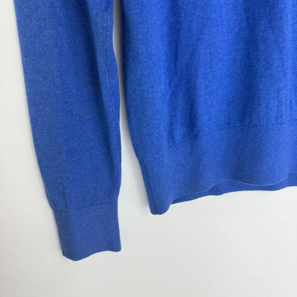 Banana Republic Sweater Mens‎ M Blue Cotton Cashmere Mock Neck Button Pullover